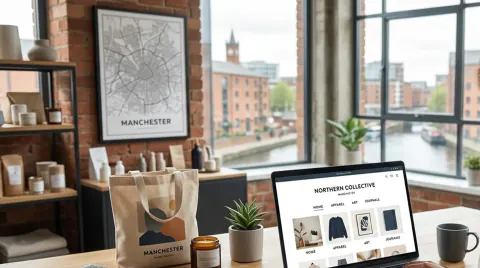 Curated retail display representing a consumer products brand