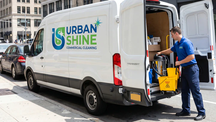 Commercial services environment representing a cleaning contractor
